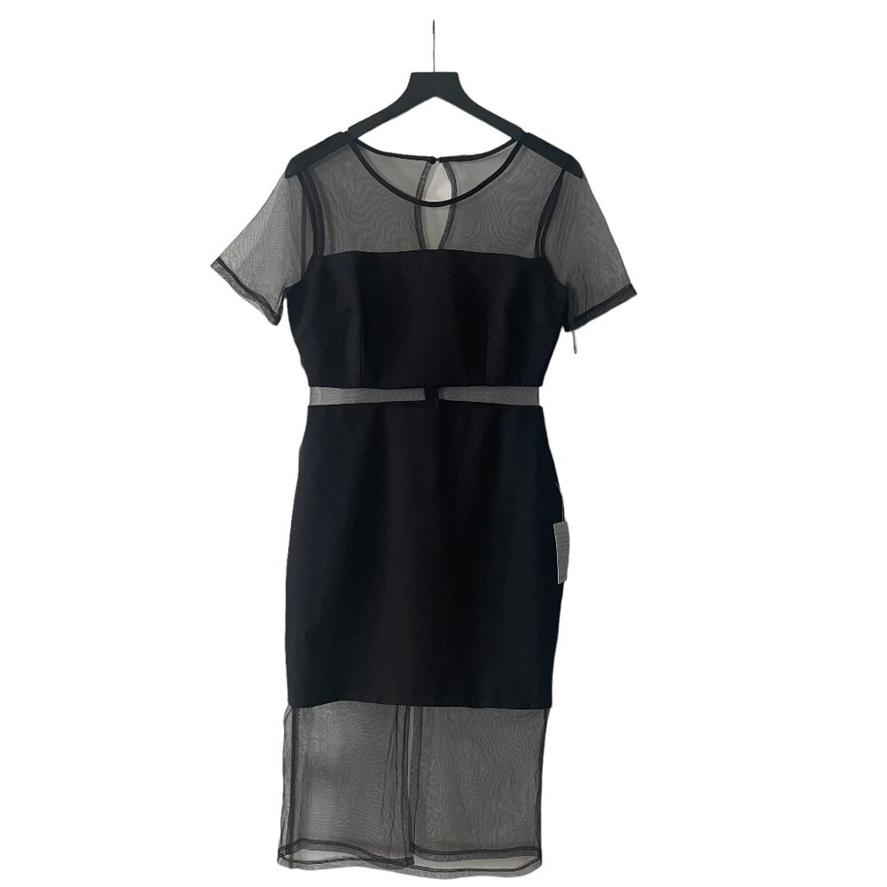 Lulu's Way We Love Black Mesh Sheer Short Sleeve Bodycon Dress Size Medium NWT